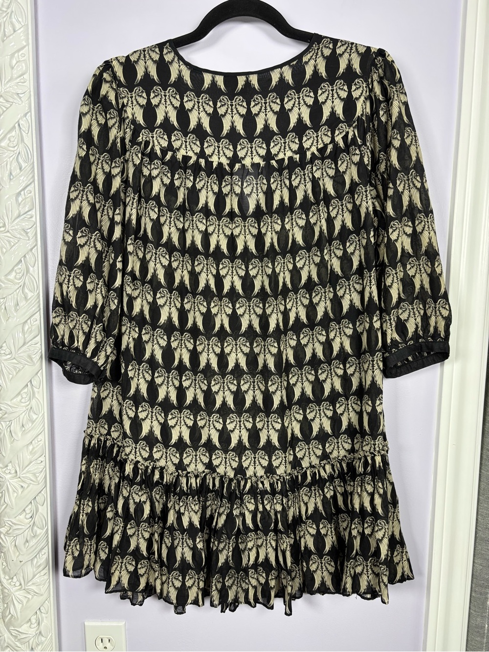 Faith Connexion Angel Wings Puff Sleeve Whimsical Goth Cotton Silk Tunic Dress M - Picture 9 of 9